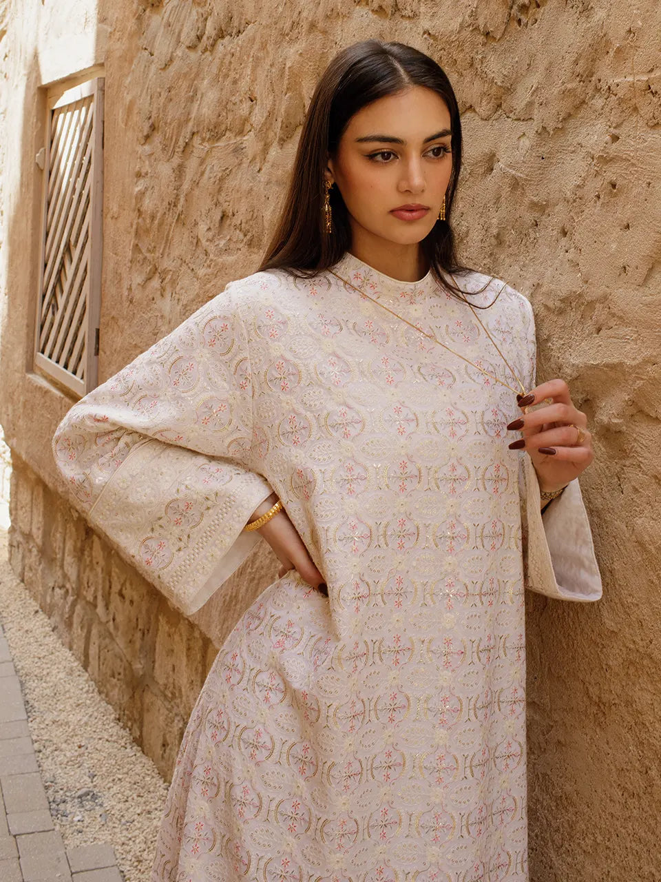 Embroider Off White Dress